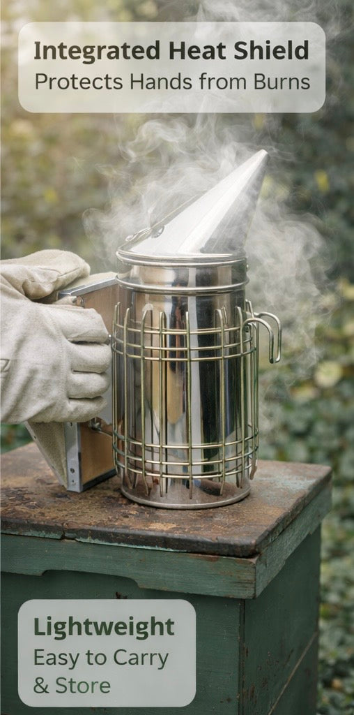 Stainless Steel Beekeeping Smoker with Heat Shield