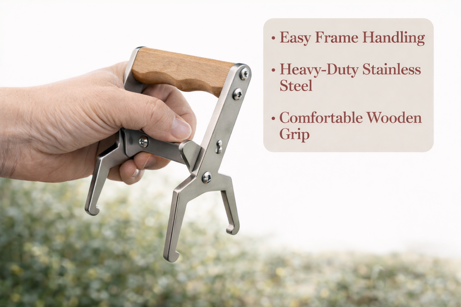 Stainless Steel Beekeeping Frame Grip with Wooden Handle