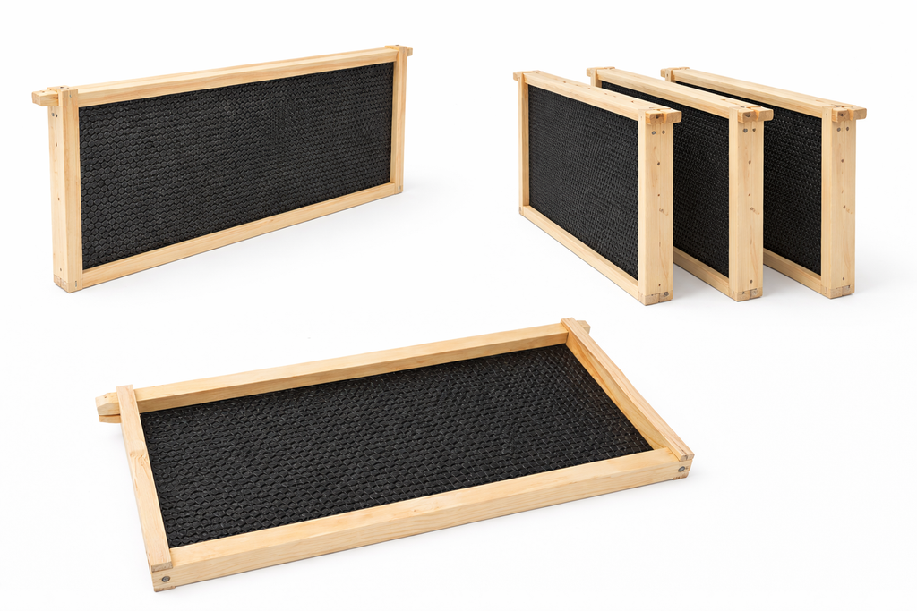 Langstroth Deep Beehive Frames – Pre-Assembled Wood Frames with Black Foundation (10 per package)